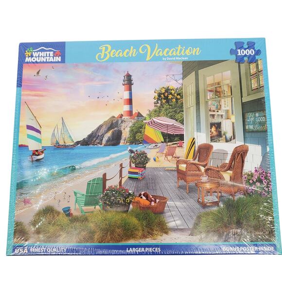 White Mountain Beach Vacation 1000 Piece Puzzle #1458 24inx30in New Sealed - Picture 1 of 5